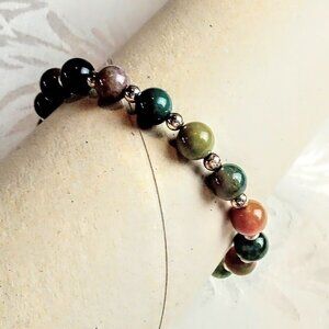 Multicolor Stone Sterling Silver Bead Bracelet